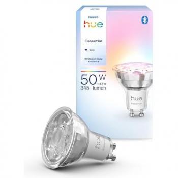 Foco Inteligente Philips Hue Essential GU10 4,7W RGB y Blanco, 345 lúmenes, Regulable, Compatible con Alexa y Google Assistant - Paquete de 1 unidad