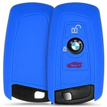 kwmobile Funda de silicona para BMW 3-botón llave del coche llave funda protectora estuche llave case cover en azul