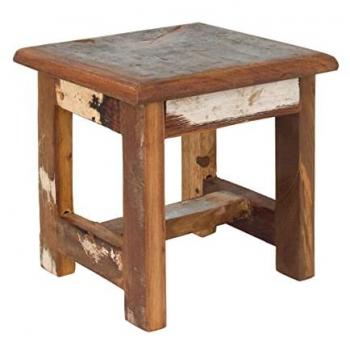Taburete Auxiliar Redondo Marrón de Madera 28x26x26cm - Signes Grimalt