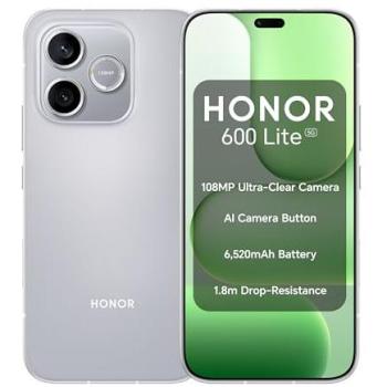 Smartphone HONOR 600 Lite 5G - 8GB RAM, 256GB, Pantalla AMOLED de 6.6, MediaTek Dimensity 7100 Elite, Batería de 6520mAh, Cámara AI