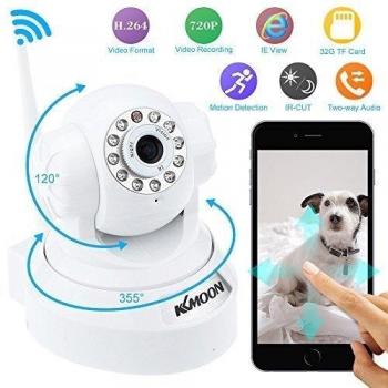 KKmoon 720P HD IP Cámara H.264 1MP Webcam WiFi Inalámbrico PnP P2P AP Pan Tilt IR-Cut Visión Nocturna Detección de Movimiento