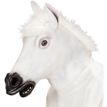 Máscara de Cabeza de Caballo Blanco con Pelo
