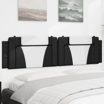 Cojín de cabecera acolchado en cuero sintético blanco y negro 200 cm