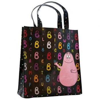 Barbapapa Black Baby Tote Bag - Waterproof Fabric, 24 cm