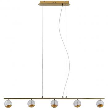 Lámpara colgante LED Kilio de Lucande, 5 luces, dorado, moderno, hecha de metal para salón y comedor