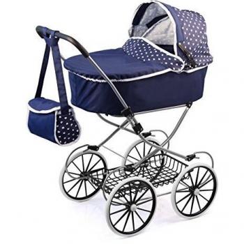 Bayer Design- Cochecito de muñeca, Classic Deluxe, Color Azul, 89 x 70 x 42 cm