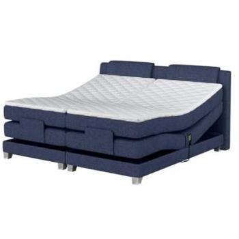 Pack boxspring cabecero + somieres de relajación eléctricos + colchones + cubrecolchón CASTEL de PALACIO - 2x90x200cm - Tela vaquera