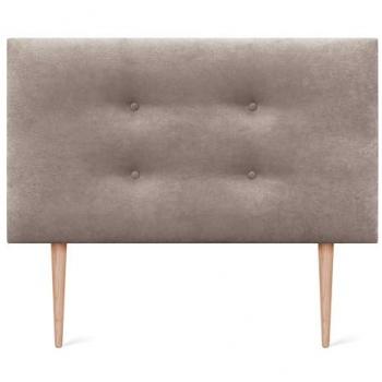 Cabecero Tapizado de Polipiel o Tela Aqualine con 2 Hileras de Botones y Patas - 105x105cm (Tierra)