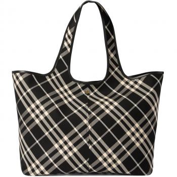 Burberry Women's Check Medium Tote Bag in Black | 8093978, Bag type: shopper, Color: Black, Gender: female, Size: ONE SIZE
