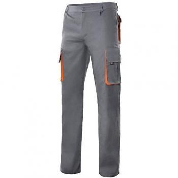 Velilla 103004/C8-16/T46 Pantalón Multibolsillos, Gris y Naranja, 46