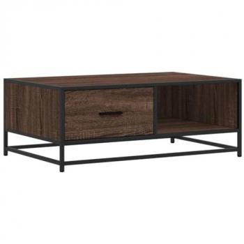 Mesa de centro madera ingeniería metal marrón 90x57x35 cm