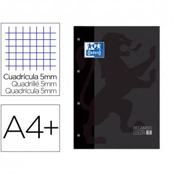 Recambio Oxford A4 80 hojas 90 g/m² cuadrícula 5 mm 4 taladros color negro