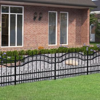 vidaXL Garden Fence with Spear Top Black 115 cm Powder-coated Steel