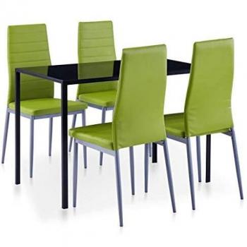 Conjunto de mesa y sillas de comedor 5 piezas verde