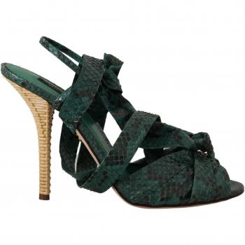 Dolce & Gabbana Green Python Strap Sandals Heels - EU41/US10.5