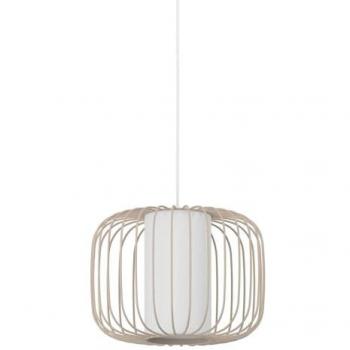 Lámpara Colgante Eglo Terrarosa Color Arena 1xE27 Ø 28,5 cm con Metal Beige y Textil Blanco