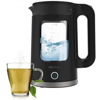 Hervidor de Agua Eléctrico Cecotec Thermosense 330 Glassy, 1.7L, 2200W, Cuerpo de Vidrio de Borosilicato, Filtro Antical, Base 360º