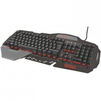 Trust GXT 850 - Teclado metálico iluminado para gaming, negro, teclado QWERTY español
