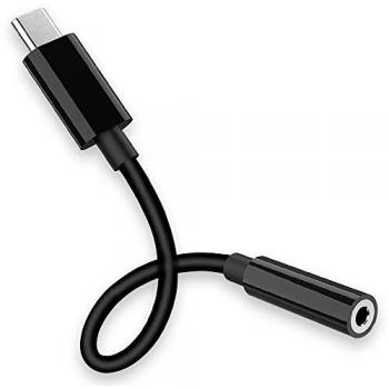 Adaptador USB Tipo C Macho a Jack 3.5mm TRRS OMTP Hembra Negro Mini Cable Conversor de Audio Estéreo