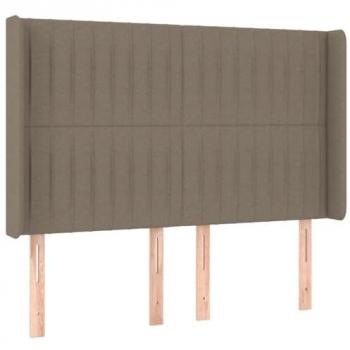 Cabecero con LED de tela gris taupe 147x16x118/128 cm