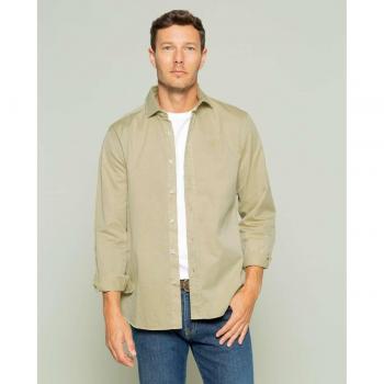 Camisa Scotta Sarga verde cuello italiano para hombre