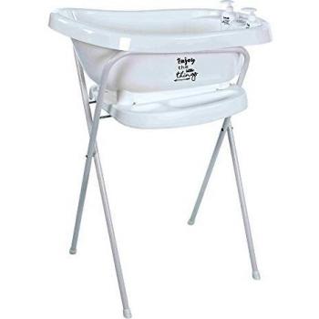 Bébé-Jou Termobath Click - Bañera con dosificadores y termómetro incorporado, diseño lucky quotes blanco