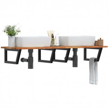Estante de lavabo de pared acero y madera maciza de acacia Vidaxl Marrón