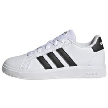 Adidas Grand Court 2.0 Kids Lace-Up Tennis Sneakers - White/Black