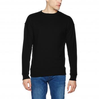 Urban Classics Black Long Sleeve Basic Crewneck T-Shirt for Men