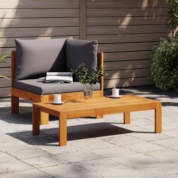 Conjunto de Sofás de Jardín 2 Piezas con Cojines de Madera Maciza de Acacia en Color Crema y Gris Oscuro