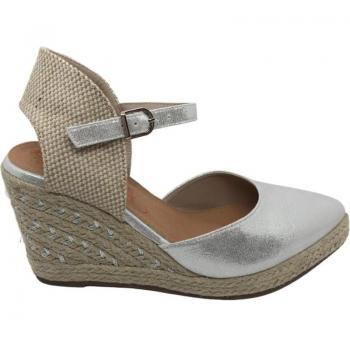 Cuñas Esparto Mujer Mandarina 819-DF, sandalias de esparto con plataforma, diseño cómodo y elegante, color plata, ideal para verano