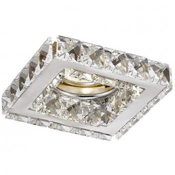 Downlight cuadrado empotrable Galaxy GU10 cromo pulido con cristal