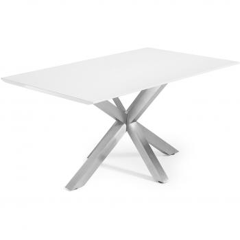 Kavehome Mesa New Argo 160x90, Inox Mate Lacado Mate Blanco