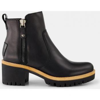 Botines Panama Jack Pauline B11 de mujer en piel Waterproof con tacón bloque color negro, talla 41