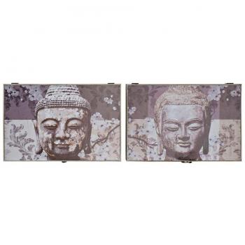 Tapa DKD Home Decor Contador Buda Gris Madera MDF 2 Unidades 46,5 x 6 x 31 cm