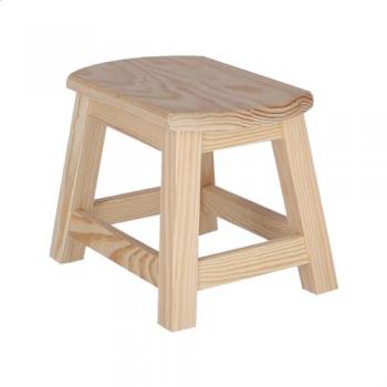 Taburete Oval Grande de Madera Sin Barniz - 30x22x24 Cm