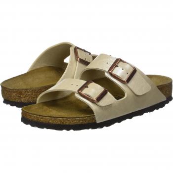 Birkenstock Arizona Birko-Flor Sandals - Gold and Pearl White, Women's Size 35 EU