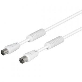 Cable de Antena con Ferritas 9,5mm Macho-Hembra 1.5m Blanco TM Electron