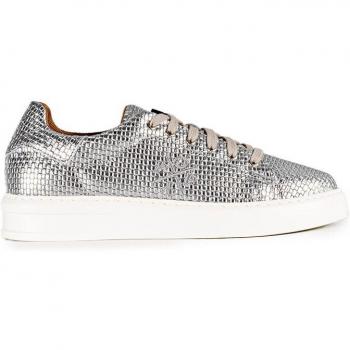 Zapatilla Popa Vicort Trenzado Plata con Detalle de Trenza