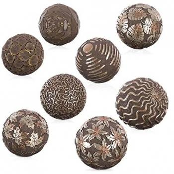 Bolas Decorativas de Resina Marrón Bronce 10 x 10 x 10 cm (8 Unidades)