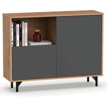 Aparador Briebe Fokus, Mueble Salón Auxiliar Buffet, 2 Puertas, 1 Estante, Dimensiones: 86x112x33 cm, Recibidor Moderno, Color Gris
