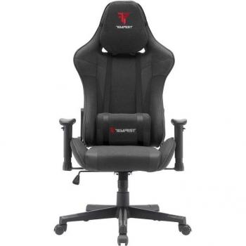 Silla Gaming Tempest Conquer Fabric Negro - Silla de juego con tela transpirable, diseño ergonómico, reposabrazos ajustables, base resistente y ruedas suaves para movilidad
