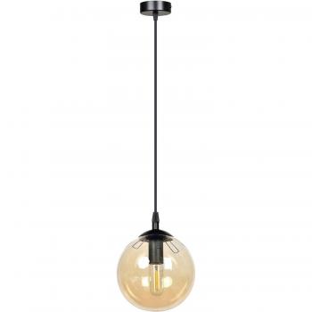 Lámpara colgante de cristal Emibig Lighting, negro y ámbar, Ø 14 cm, E14