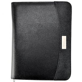 Arpan A5 Zipped Business Executive Conference Folder Con Calculadora y Pad Ring Binder Cartera - Negro