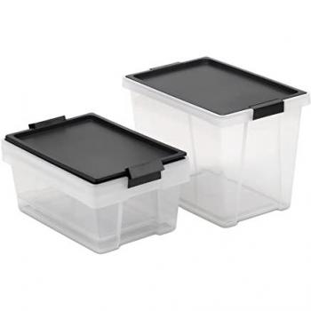 Lote de 3 Cajas de Almacenaje Multiusos Tatay: 2 x 7L y 1 x 15L, color negro, con tapa, asas, fabricadas con materiales reciclados, libre de BPA