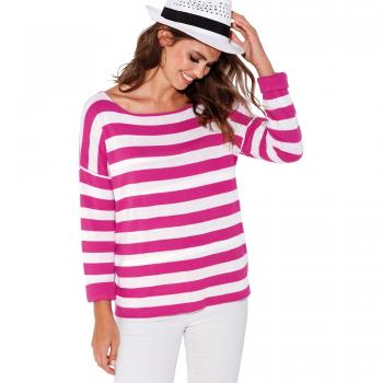 Jersey Manga Larga con Vuelta en el puño Mujer by Vencastyle - 022772,Fucsia/Crudo,S