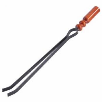 Agarre de madera torneada para molle fuoco 11x3 cm gris con pinza para grupo de chimenea 55 cm