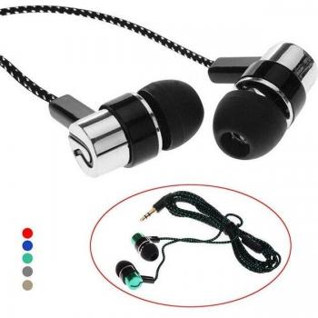 Auriculares Estéreo Platinados con Bajo, Cable Trenzado 3.5mm para iPhone, Samsung y Xiaomi
