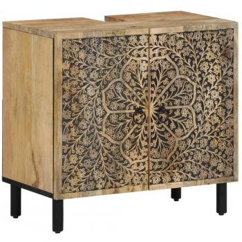 Armario de lavabo para baño madera maciza de acacia 62x33x58 cm Marrón