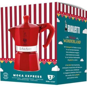 Cafetera Italiana Bialetti Moka Express 3 Tazas Rojo Edición Winter Wonderland